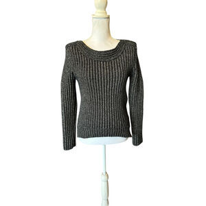 Women's Sam Edelman Gray Ribbed Knit Sweater Size M Thick Heavy